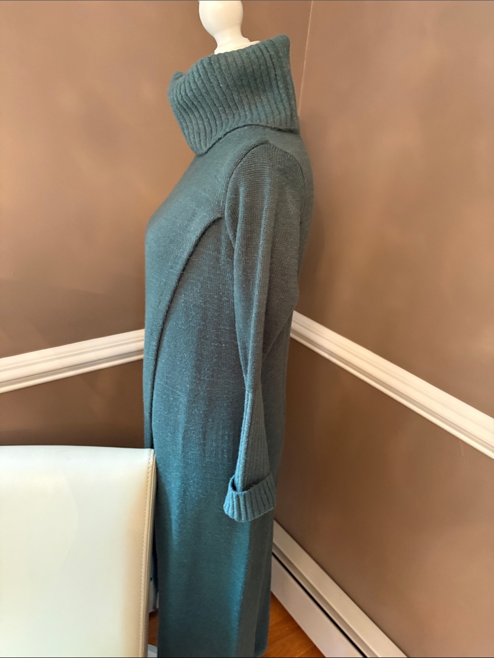 Turtleneck Longline Sweater Long - Teal - Picture 5 of 10